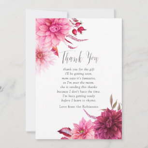 Carte De Remerciements Remerciement pour Baby Shower d'Automne Bourgogne