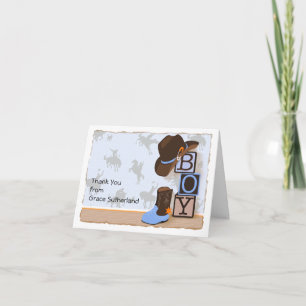 Carte De Remerciements Remerciement pour Baby Shower de Cowboy Occidental