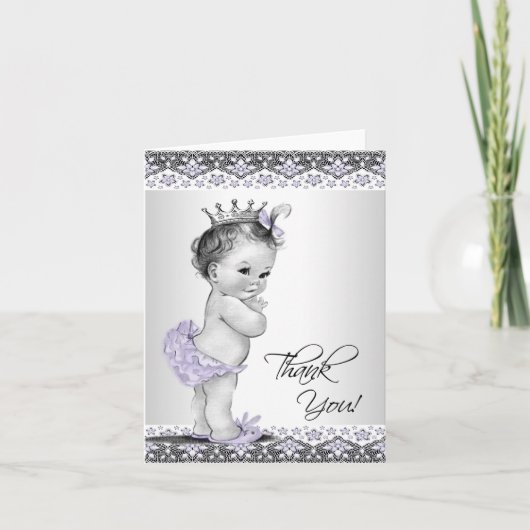 Carte De Remerciements Remerciement pour Baby Shower de la Princesse Viol (Devant)