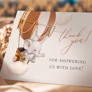 Carte De Remerciements Remerciement pour Baby Shower Éléphant Ballon