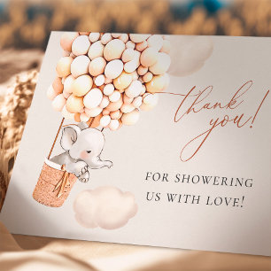 Carte De Remerciements Remerciement pour Baby Shower Éléphant Ballon