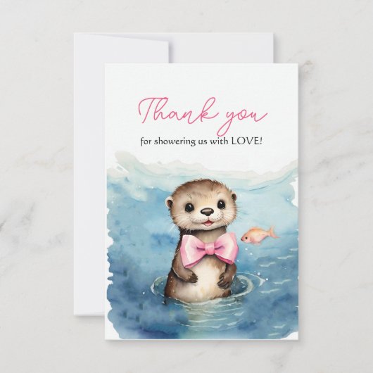 Carte De Remerciements Remerciement pour Baby Shower Fille Loutre Bébé (Devant)