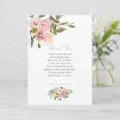 Carte De Remerciements Remerciement pour Baby Shower Floral Blush et Sage (Debout devant)