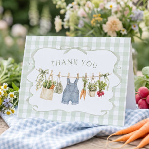 Carte De Remerciements Remerciement pour Baby Shower Garçon Gingham Local