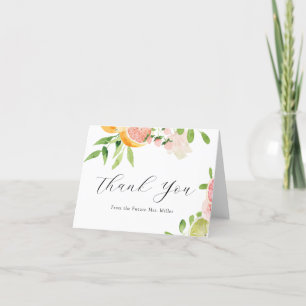 Carte De Remerciements Remerciement pour Baby Shower Mariage Citron Rose 