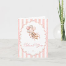 Remerciement pour Baby Shower Ours en Peluche Rose