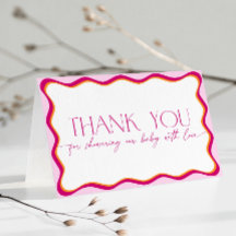 Remerciement pour Baby Shower Rose Rétro Ondulé