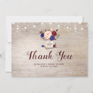 Carte De Remerciements Remerciement pour Baby Shower Rustique Fleurs Jar