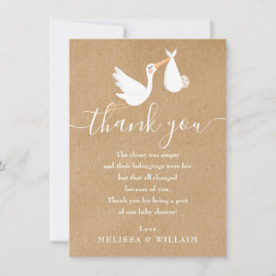Carte De Remerciements Remerciement pour Baby Shower Rustique Livraison S