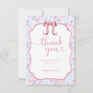 Carte De Remerciements Remerciement pour Baby Shower Shabby Chic Ruban Ro