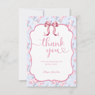Carte De Remerciements Remerciement pour Baby Shower Shabby Chic Ruban Ro