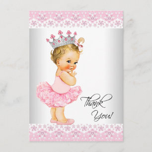 Carte De Remerciements Remerciement pour Baby Shower Tutu Princesse