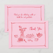 Carte De Remerciements Remerciement pour brunch de mariage aux gribouilli (Devant / Derrière)