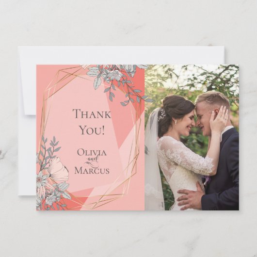 Carte De Remerciements Remerciement pour des photos de mariage | Fleurs d (Devant)