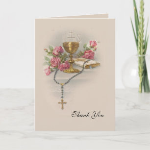 Carte De Remerciements Remerciement pour la Première Communion catholique