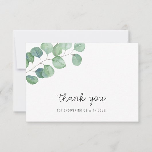 Carte De Remerciements Remerciement pour une baby shower - Eucalyptus ver (Devant)
