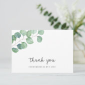 Carte De Remerciements Remerciement pour une baby shower - Eucalyptus ver (Debout devant)