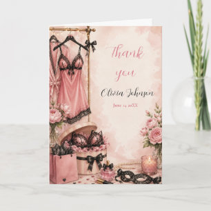 Carte De Remerciements Remerciement pour une soirée lingerie rose pour un