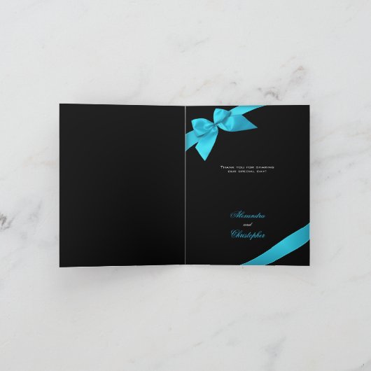 Carte De Remerciements Remerciement Ruban Turquoise (Intérieur)