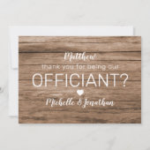 Carte De Remerciements Remerciement Rustique Pour Être Notre Officiant (Dos)