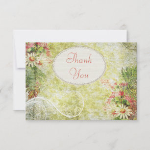 Carte De Remerciements Remerciement Shabby Chic Fleur de Marguerite et Fl