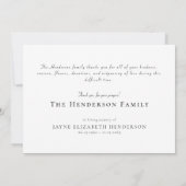 Carte De Remerciements Remerciement simple pour funérailles de tortue mar (Dos)