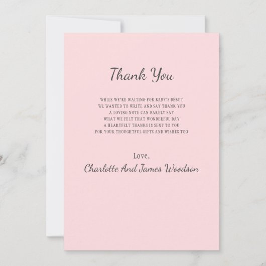 Carte De Remerciements Remerciement Simple pour une Baby Shower (Devant)