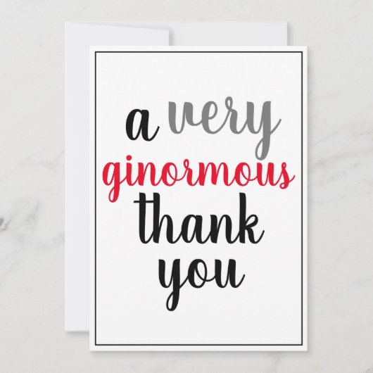 Carte De Remerciements Remerciement Très Énorme Rouge Noir (Devant)