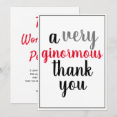 Carte De Remerciements Remerciement Très Énorme Rouge Noir (Devant / Derrière)