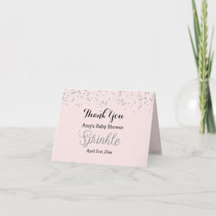 Carte De Remerciements Remerciements Baby Shower Rose Argent Pailleté
