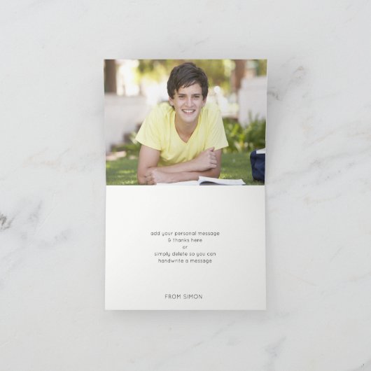 Carte De Remerciements REMERCIEMENTS BARRE mitzvah or script marine bleu (Intérieur)