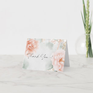 Carte De Remerciements Remerciements BOHO Aquarelle Corail Rose Peony