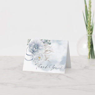 Carte De Remerciements Remerciements BOHO Aquarelle Dusty Blue Peony