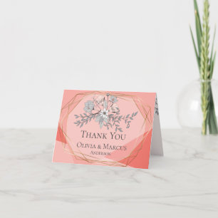 Carte De Remerciements Remerciements Cadre doré à motif floral corail g