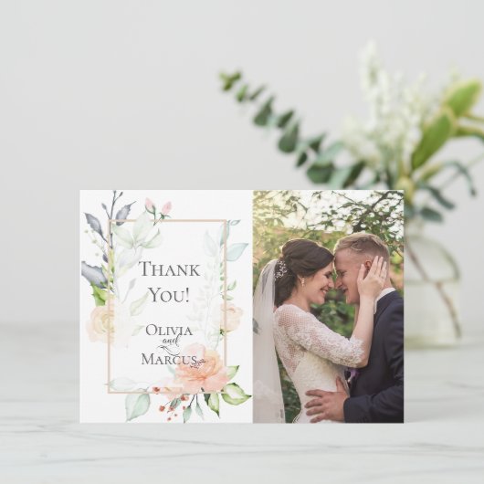 Carte De Remerciements REMERCIEMENTS | Cadre photo botanique floral de pr (Debout devant)