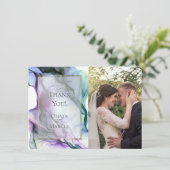 Carte De Remerciements REMERCIEMENTS |  CADRE PHOTO Violet Foncé Abstrait (Debout devant)