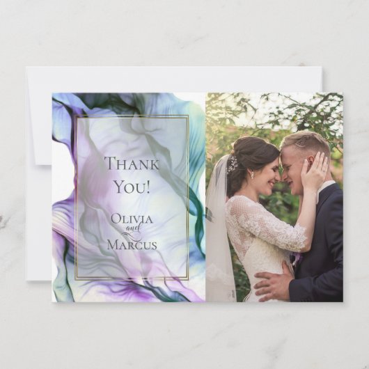 Carte De Remerciements REMERCIEMENTS |  CADRE PHOTO Violet Foncé Abstrait (Devant)