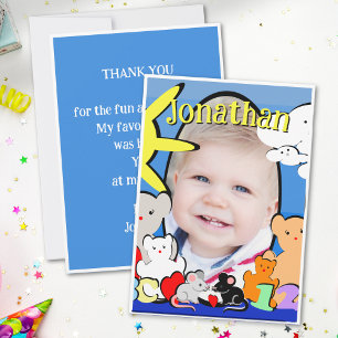Carte De Remerciements Remerciements d'anniversaire Animaux mignons amusa