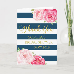 Carte De Remerciements Remerciements de Baby Shower Mariage à Rayures Ble
