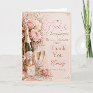 Carte De Remerciements Remerciements de Baby Shower Mariage Rose et Champ