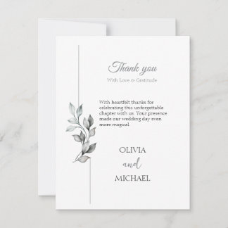 Carte De Remerciements Remerciements de mariage à feuillage noir et blanc