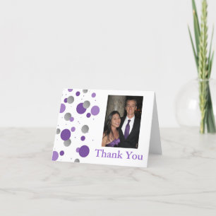 Carte De Remerciements Remerciements de mariage à pois argentés violets