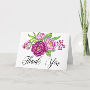 Carte De Remerciements Remerciements de mariage aux pivoines aquarelles d