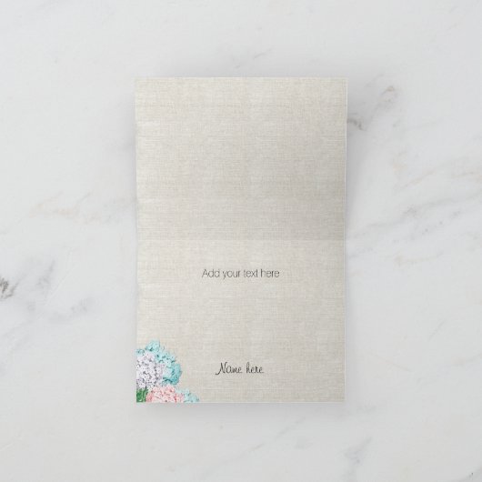 Carte De Remerciements Remerciements de mariage avec hortensias pastel en (Intérieur)