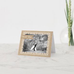 Carte De Remerciements Remerciements de Mariage avec Photo Toile de Jute