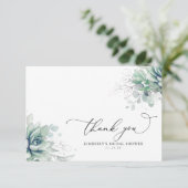 Carte De Remerciements Remerciements de mariage avec plantes grasses et v (Debout devant)