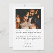 Carte De Remerciements Remerciements de mariage avec texte élégant et pho (Dos)