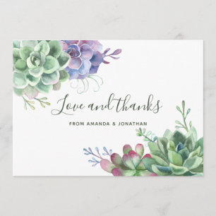 Carte De Remerciements Remerciements de mariage Cactus Succulents Désert