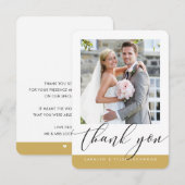 Carte De Remerciements Remerciements de mariage calligraphie moderne or p (Devant / Derrière)