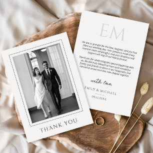 Carte De Remerciements Remerciements de mariage classiques en noir et bla